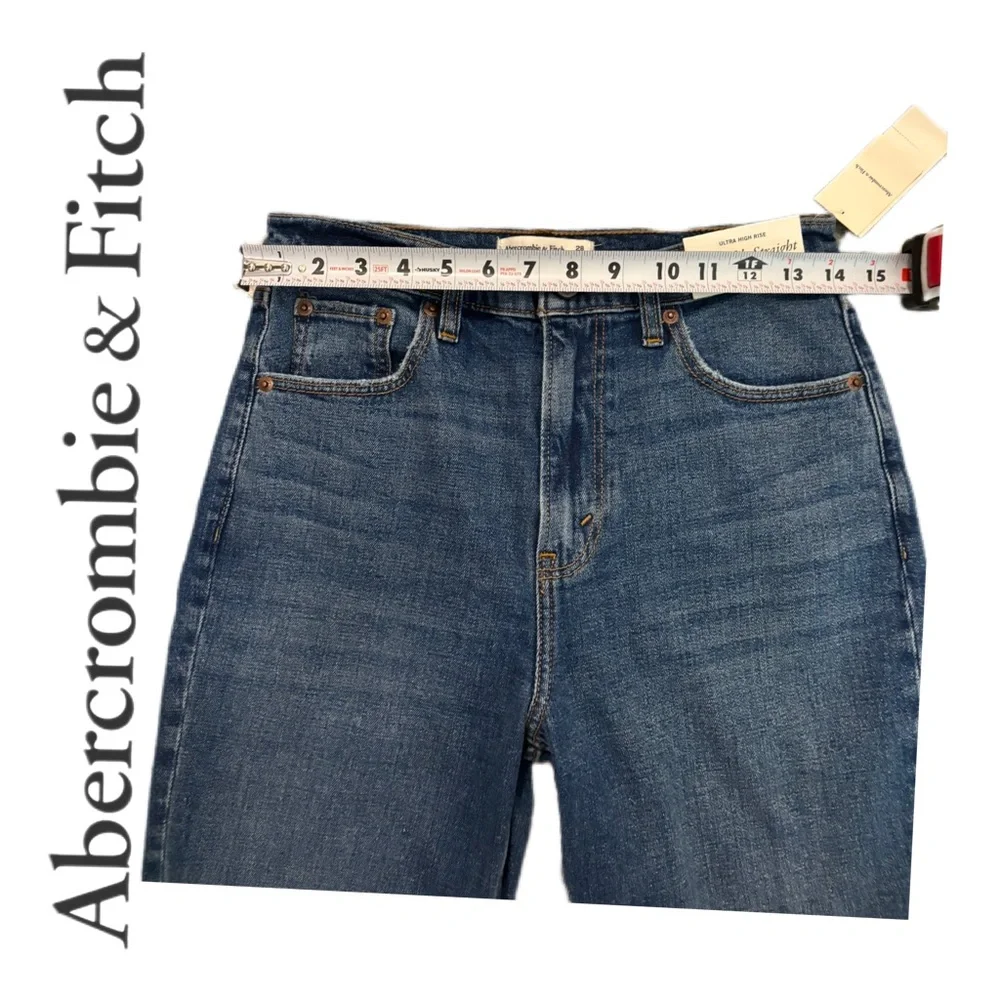 Abercrombie & Fitch The Ankle Straight Ultra High Rise Distressed Jeans 28/ 6S - Picture 14 of 16